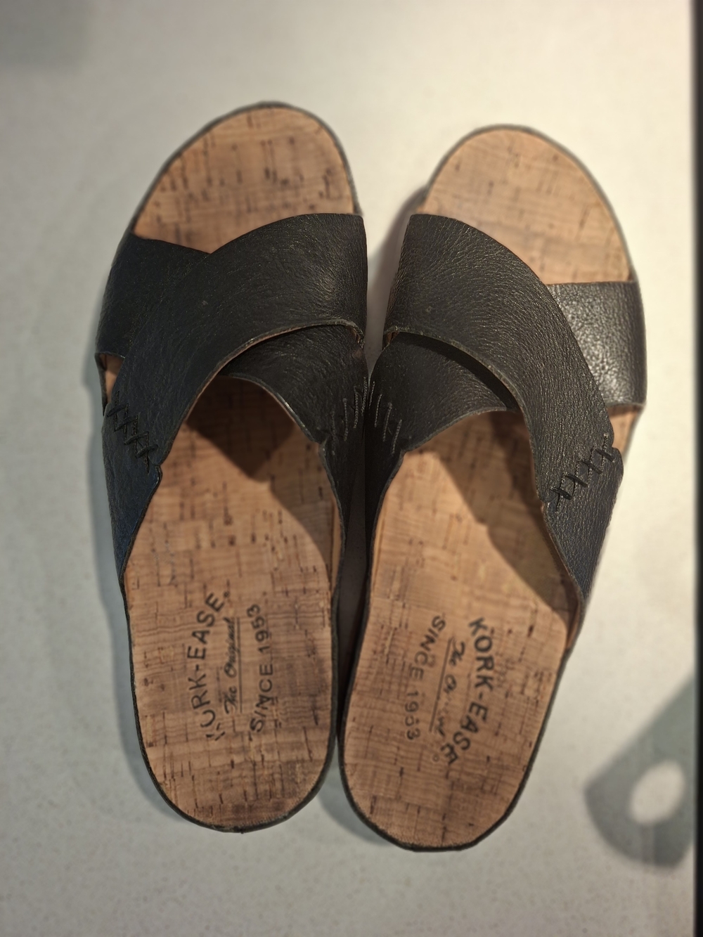 Kork-Ease Black Leather Cork Slide Mules Size 8